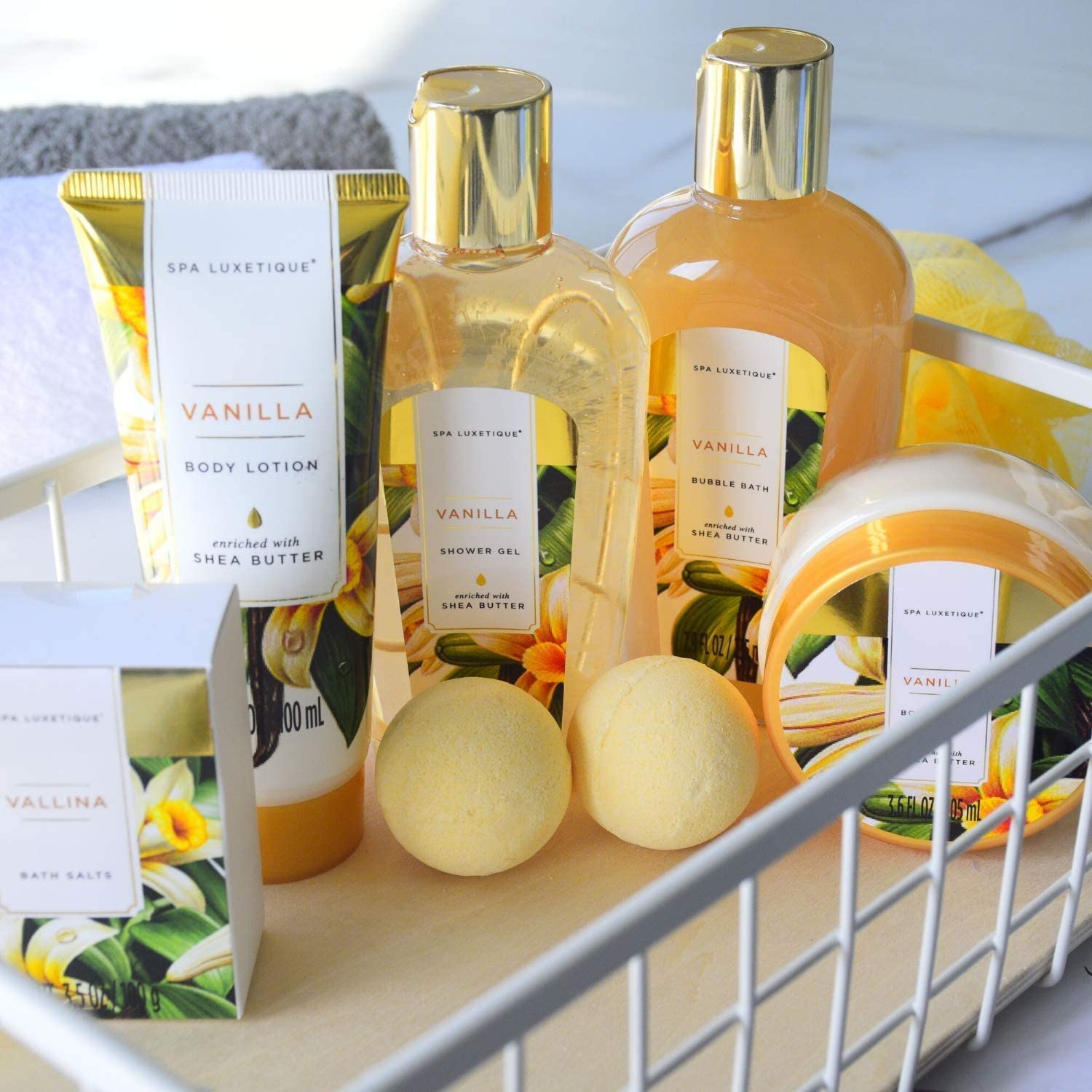 Spa Luxetique Spa Bath Gift Set Vanilla, Luxury 8pc Bath