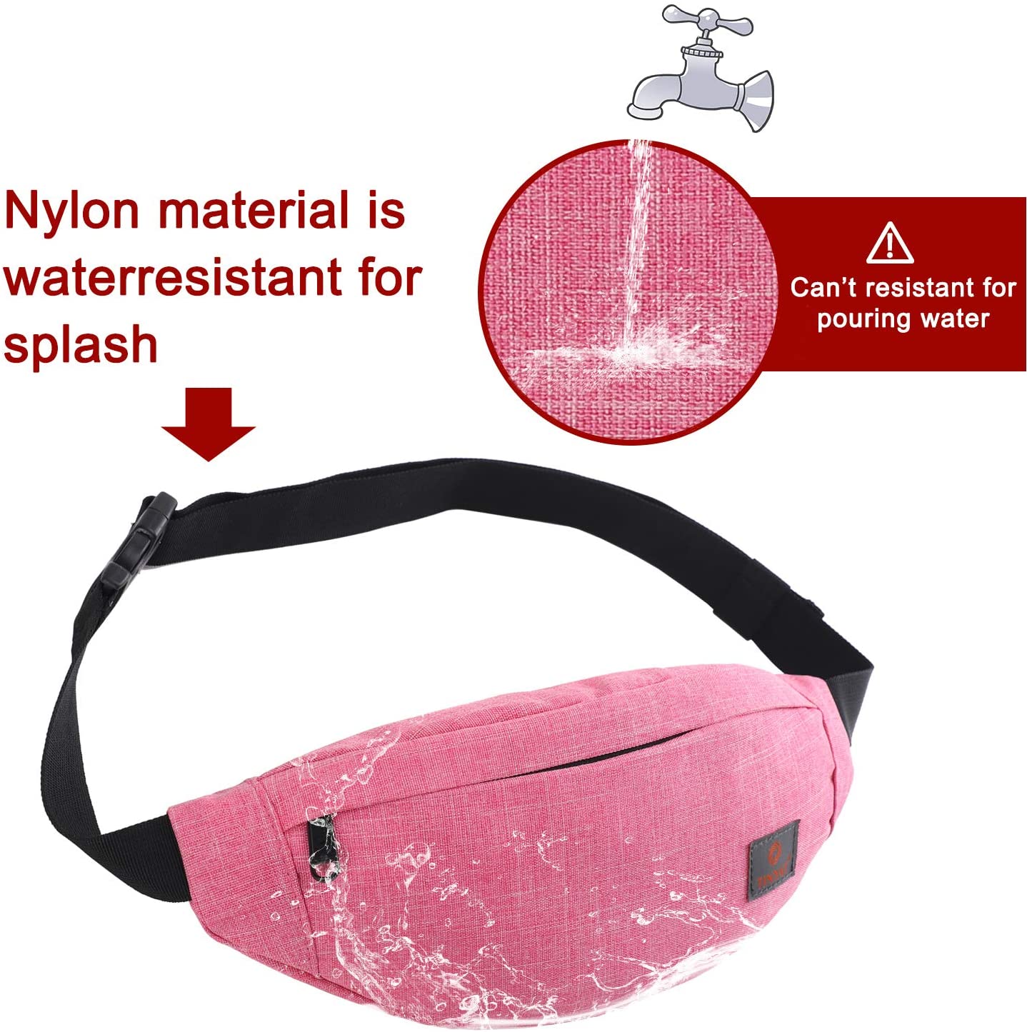 TINYAT Bum Bag Fanny Pack for Women Pink Waist Packs Waterproof Belt Bag for Sport Running Hiking Walking Dog Travel Super Lightweight T201 - Image 2