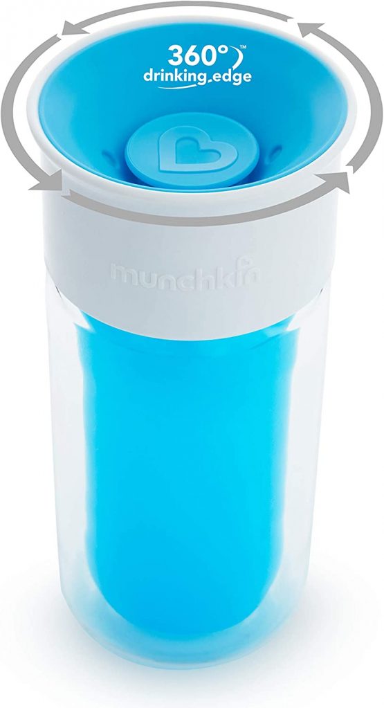 Munchkin Miracle 360 Insulated Sippy Cup, Includes Stickers to Personalise Cup, 9oz/266ml, Blue - Image 3