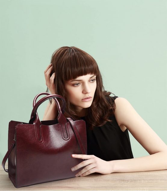 NICOLE&DORIS Tote Handbag Crossbody Bag Shoulder Bag Ladies Messenger Bag Purse PU Leather Red Wine - Image 2