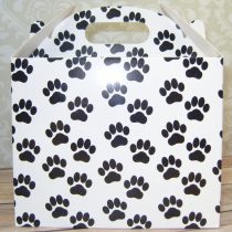 Pet Hamper White & Black Gift Box 10 x DOG CAT PAW PRINT GABLE BOX Gift Bag 