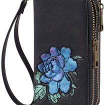HAWEE Long Clutch Wallet for Women Dual Zipper Cellphone Holder Ladies Wristlet Purse with Multiple Card Slots for Coin Cash Bill