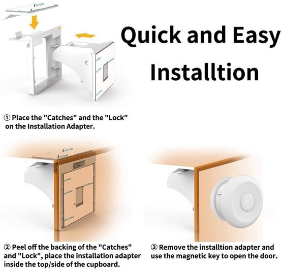 Calish Child & Baby Safety Proof Magnetic Cupboard Locks (20 Locks + 3 Keys), No Screws or Drilling, Latest Design to Protect Your Kids & Toddlers, Bonus Instruction Video - Image 3