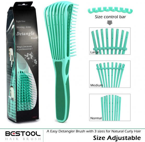 BESTOOL Detangling Brush for Black Natural Hair, Detangler Brush for Natural Black Hair Curly Hair Afro 3/4abc Texture, Faster and Easier Detangle Wet or Dry Hair with No Pain (Green) - Image 3
