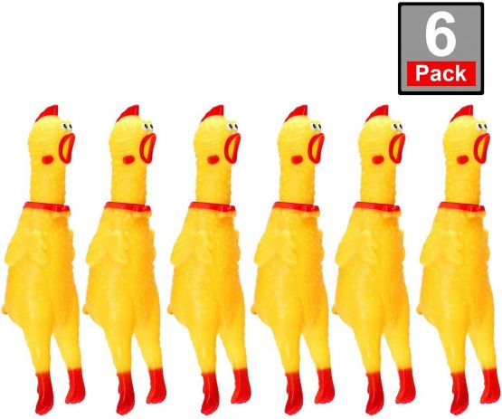 6 Pack Rubber Screaming Chicken Toy Yellow Rubber Squeaking Chicken Toy Novelty and Durable Rubber Chicken, Shrilling Decompression Tool Gadgets