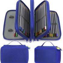 72-Slots Large Capacity Pencil Case Bag 4-Layer Pen Pencil Case Pouch Holder for Teen Boys Girls, Big Capacity Pencil Pen Case with Handle Zipper Stationery Desk Organizer for School Office Supplies