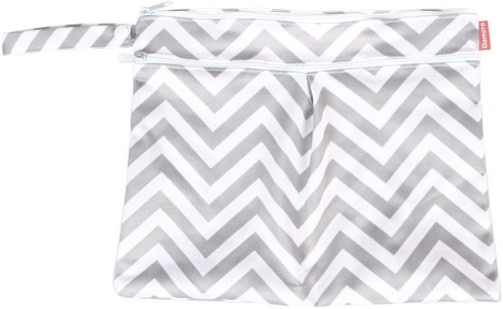 Damero 3pcs Pack Wet Dry Bag for Cloth Diapers Nappy Bag Daycare Organiser Bag, Grey Chevron - Image 3