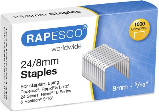 Rapesco 1456 Type 24/8 Mm Galvanised Staples Pack of 1000)