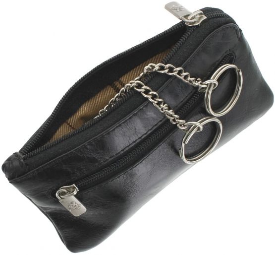 Visconti Monza Collection Geno Leather Coin Purse with Keyring MZ19 Black - Image 3