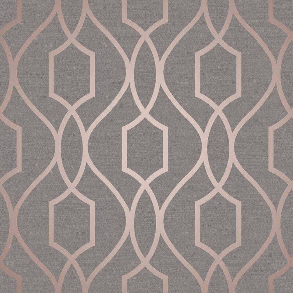 Fine Décor FD41998 UK Apex Trellis Sidewall Wallpaper, Copper/Charcoal