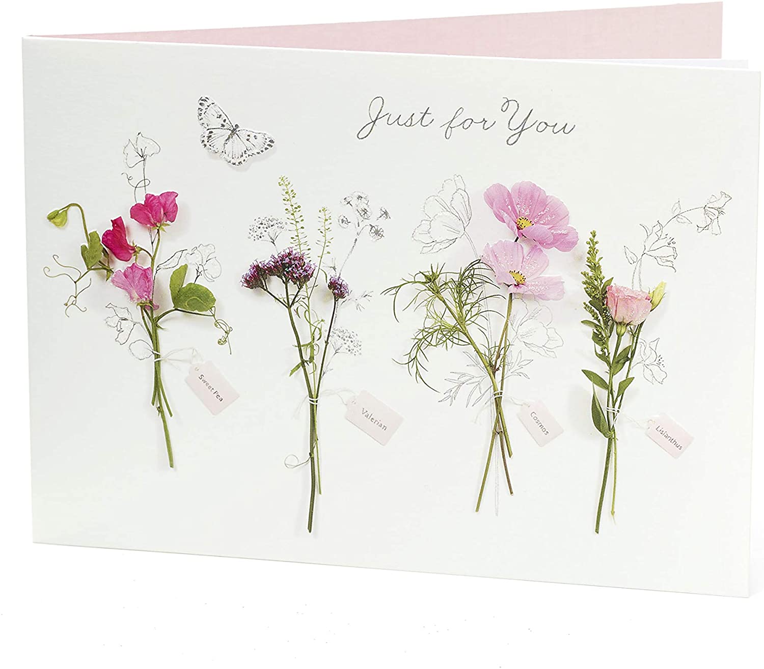 UK Greetings, flower butterfly lily:pink, 178mm x 127mm - Image 3