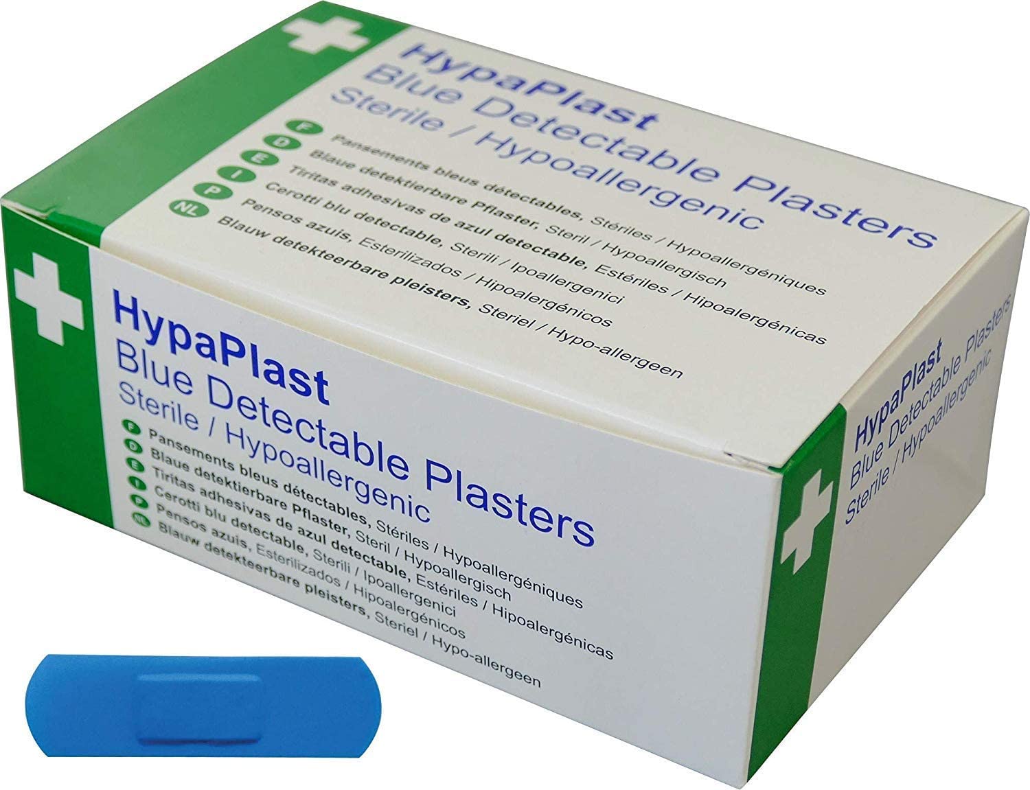 Safety First Aid Group HypaPlast Blue Visually Detectable Plasters, 7.2x2.5cm (Pack of 100), 7.2cm x 2.5cm (PK100)