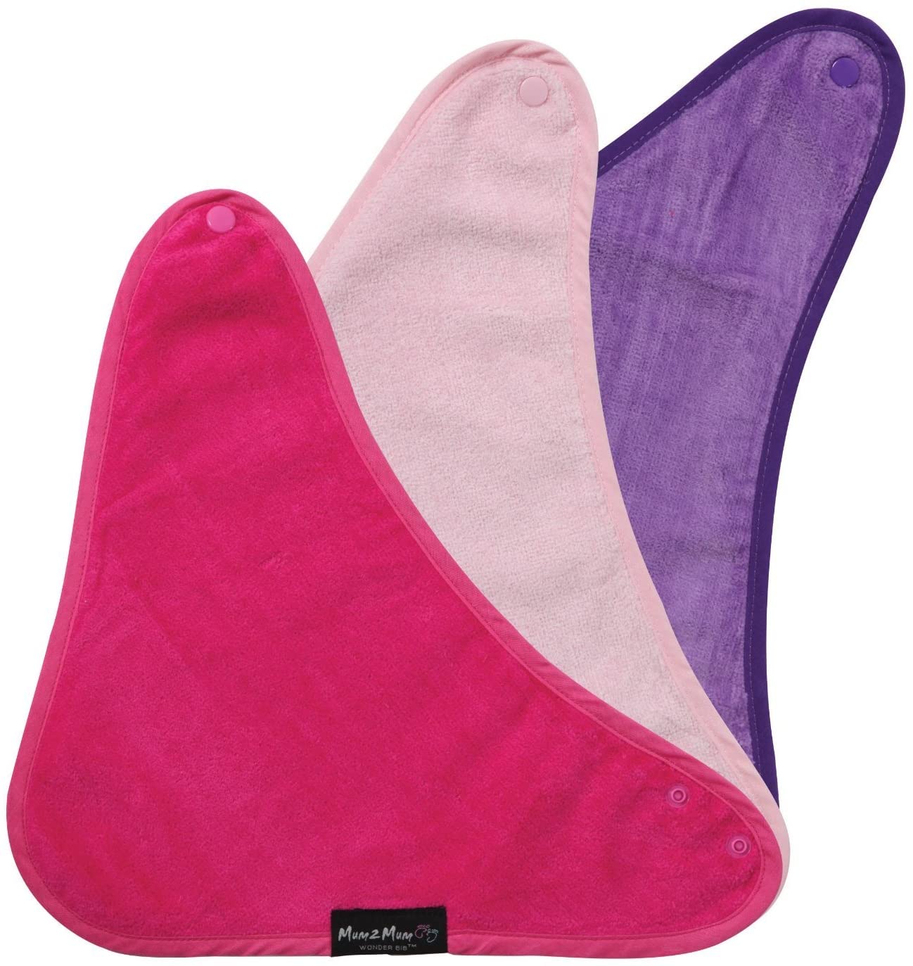 Mum 2 Mum Bandana Bib, 3 pack - Hot Pink, Purple, Baby Pink