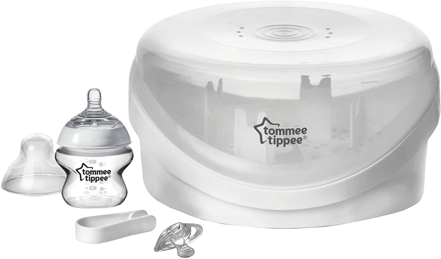 Tommee Tippee Closer to Nature Microwave Steriliser, Transparent, White, 4 count (Pack of 1)