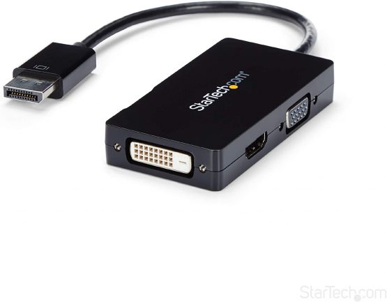 StarTech 3 in 1 DisplayPort Multi Video Adapter Converter - 1080p DP Laptop to HDMI VGA or DVI Monitor or Projector Display (DP2VGDVHD)