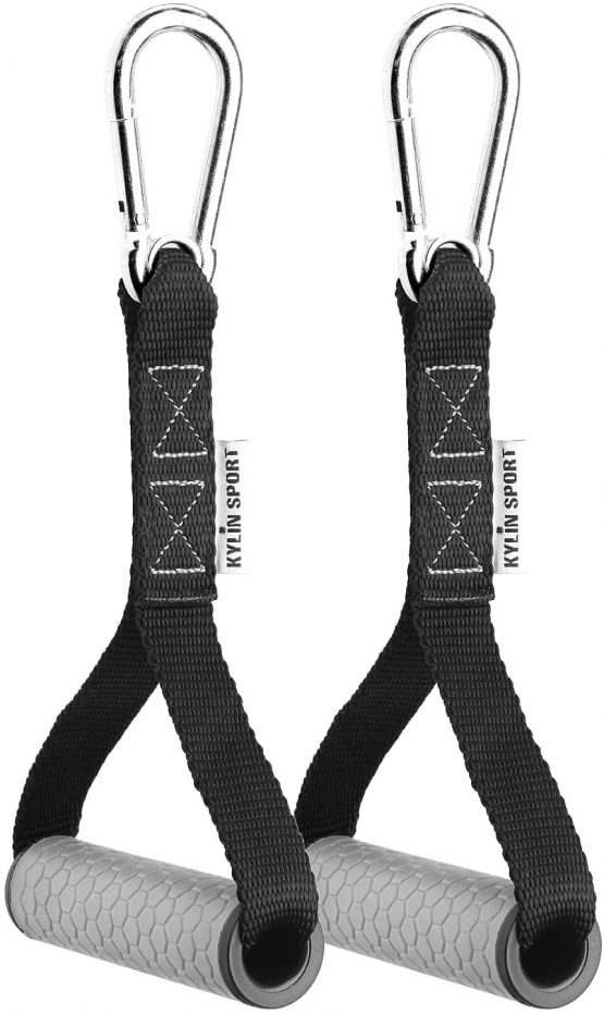 KYLIN SPORT Exercise Resistance Bands Handle Cable Machine Attachments Strong Nylon Webbing Resistance Bands Handles Grips Fitness Strap Stirrup Handle Cable Attachment