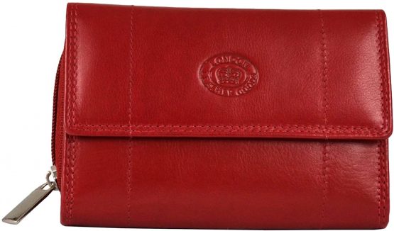 Ladies Soft Real Nappa Leather Zip-around Purse with Front Flap and Double Credit Card Swing Section (Lilac/Dark Brown/Dark Red/Mid Brown)