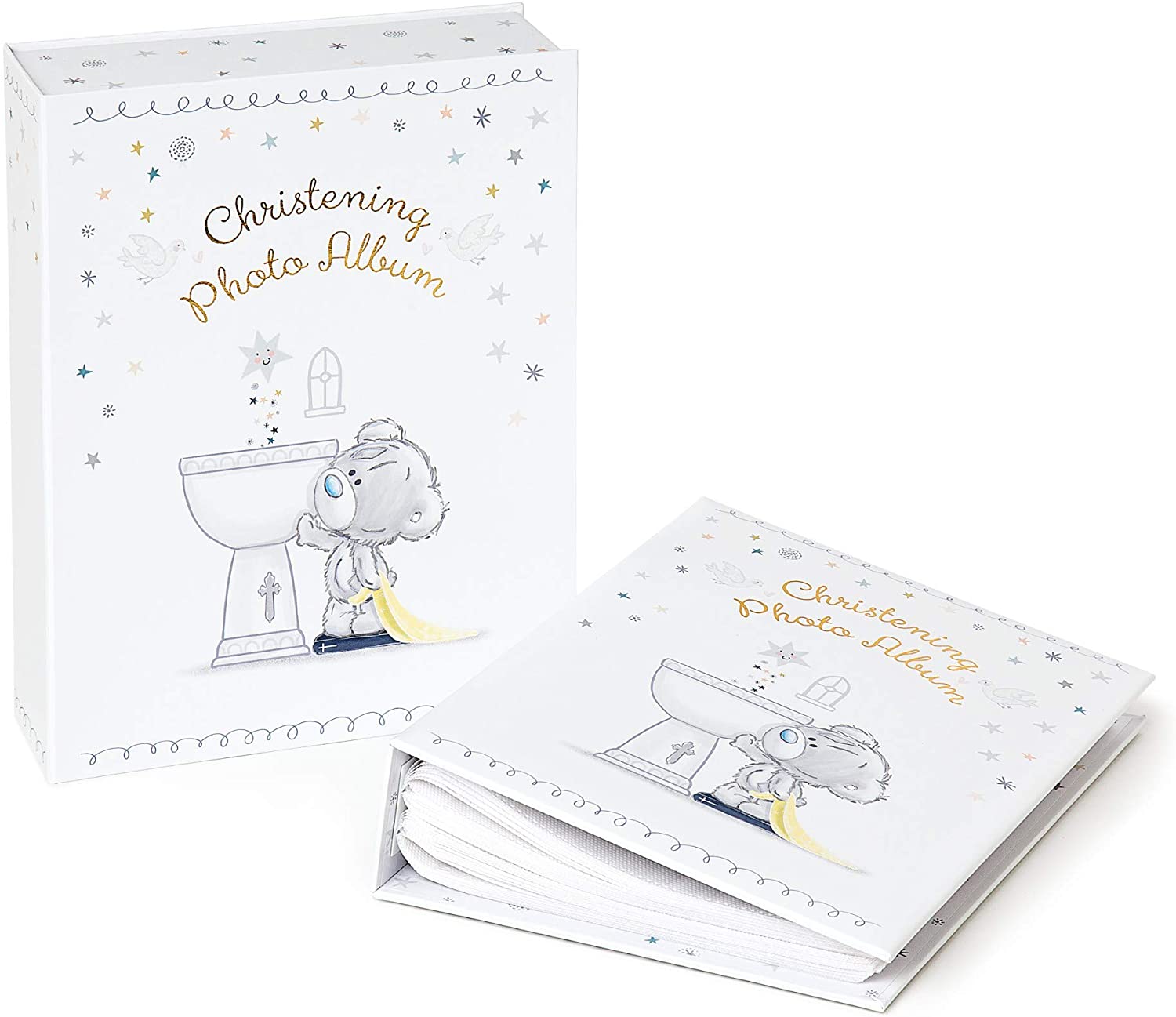 Me to You Tiny Tatty Teddy Baby Christening Photo Album Gift Boxed - Holds 160 Photos - 6 x 4" AGB92027, Blue,gold,grey - Image 3
