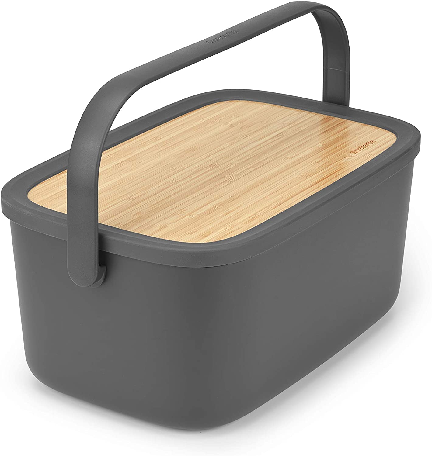 Brabantia Large Bread Bin with Wooden Serving Board and Handle - Dark Grey - Image 2