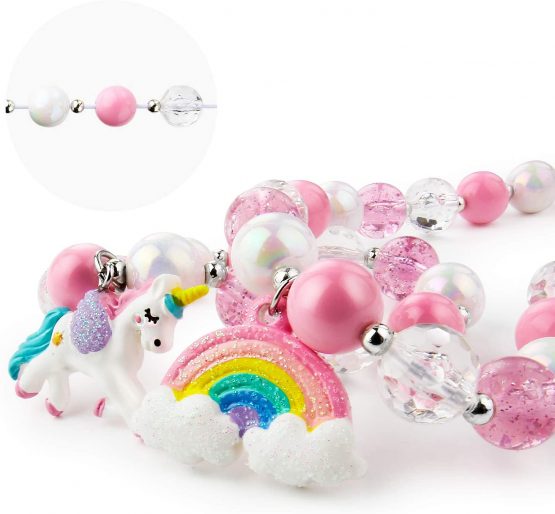 Girls Rainbow Neckace Unicorn Bracelet Set,Unicorn Jewellery,Great Costume Jewelry for Children Pretend and Dress Up-Pink - Image 2
