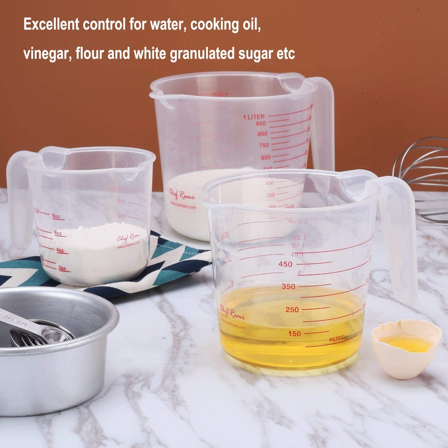 Surflyee Plastic Measuring Jugs 3PCS,Kitchen Baking Jugs Set - Image 4