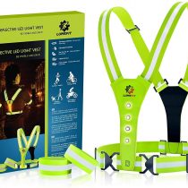LUMEFIT High Visibility Vest Reflective Running Vests with Armbands High-Vis for Safety of Kids, Women, Men, Children, Adjustable Gear, 8 Bright LED for Day and Night Car, Bike, Cycling etc