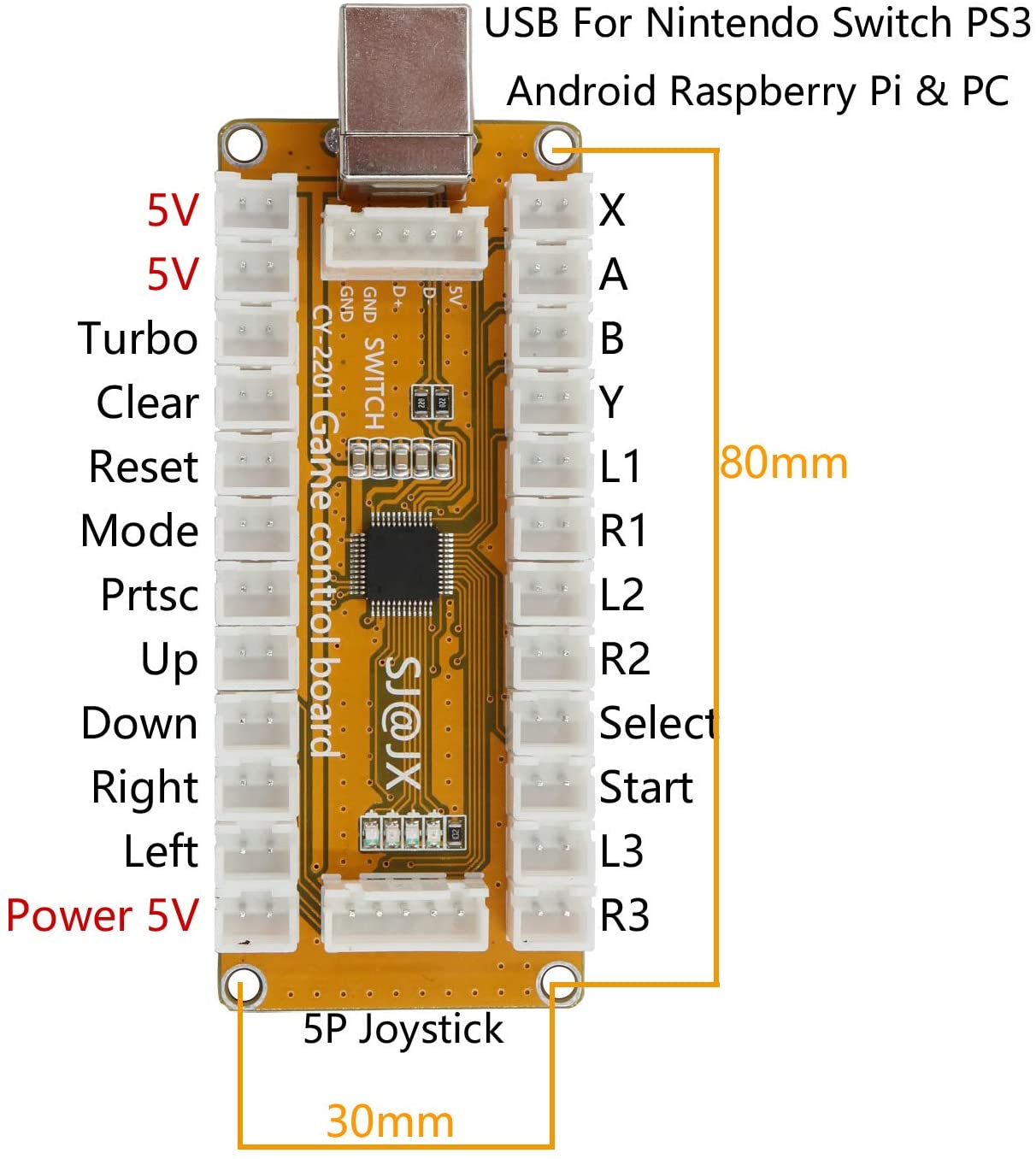 SJ@JX Arcade Game USB Encoder Zero Delay 2 Player Gamepad Button Joystick Controller for Nintendo Switch PC PS3 Raspberry Pi MAME - Image 2
