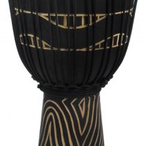 World Rhythm 11” Djembe Drum –Wooden Mahogany African Hand Drum – Swirl Black