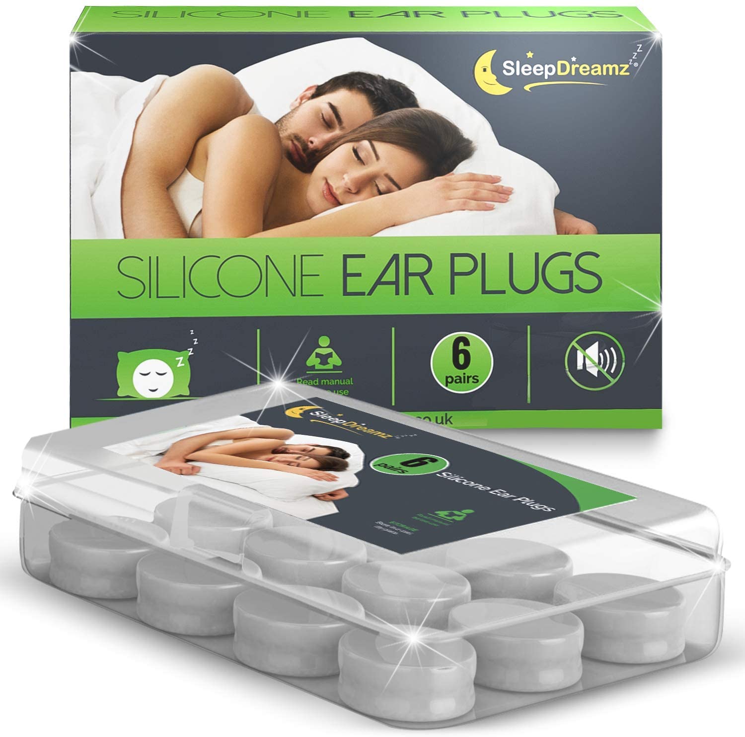 Premium Ear Plugs for Sleeping, 6 works, White, Noise Cancelling Earplugs for Peaceful & Uninterrupted Sleep