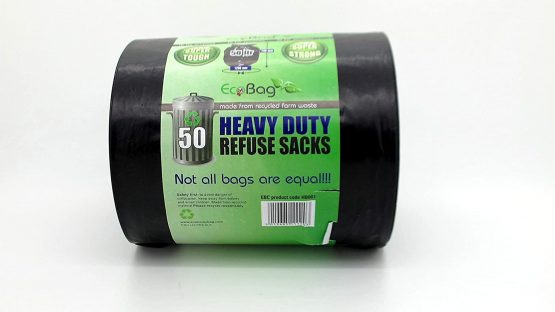EcoBag 50 Heavy Duty Refuse Sacks 50L, Black, 1200 rim X 800 L