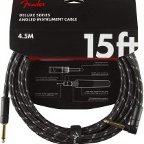 Fender 990820085 Deluxe Series Instrument Cable - 15 ft – STR/ANG – Black Tweed, 4.5m