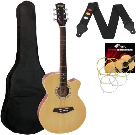 TIGER ACG1-NT | Small Body Full Size Acoustic Guitar for Beginners | Natural | Now with 6 Months Free Lessons Included