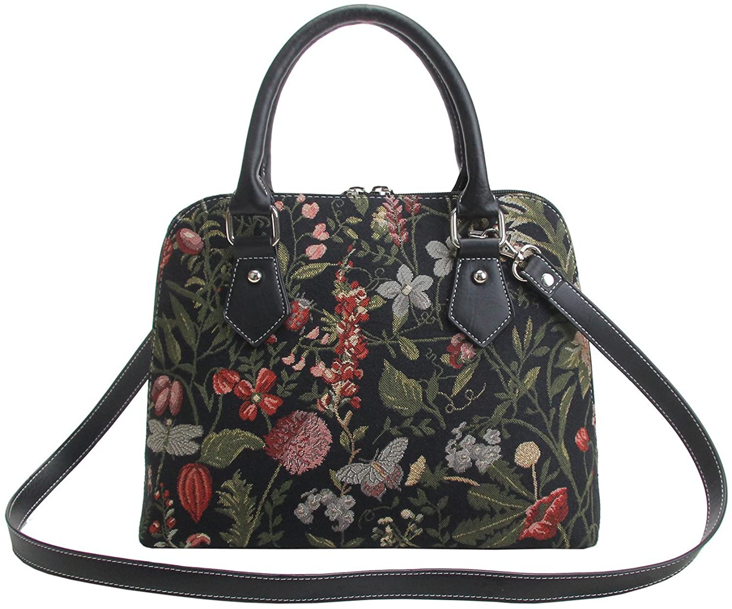 Signare Tapestry Handbags Shoulder bag and Crossbody Bags for Women with Garden Design (Morning Garden Black, CONV-MGDBK) - Image 3