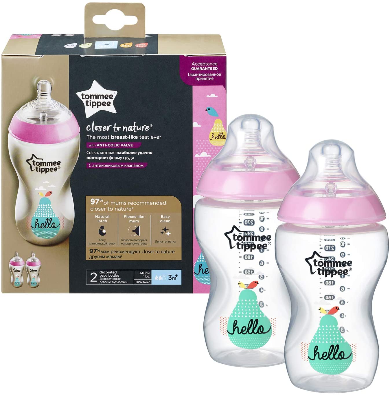 Tommee Tippee Natural Start Anti-Colic Baby Bottle, 340ml, Medium Flow, Breast-Like Teat for a Natural Latch Anti-Colic Valve - Image 2
