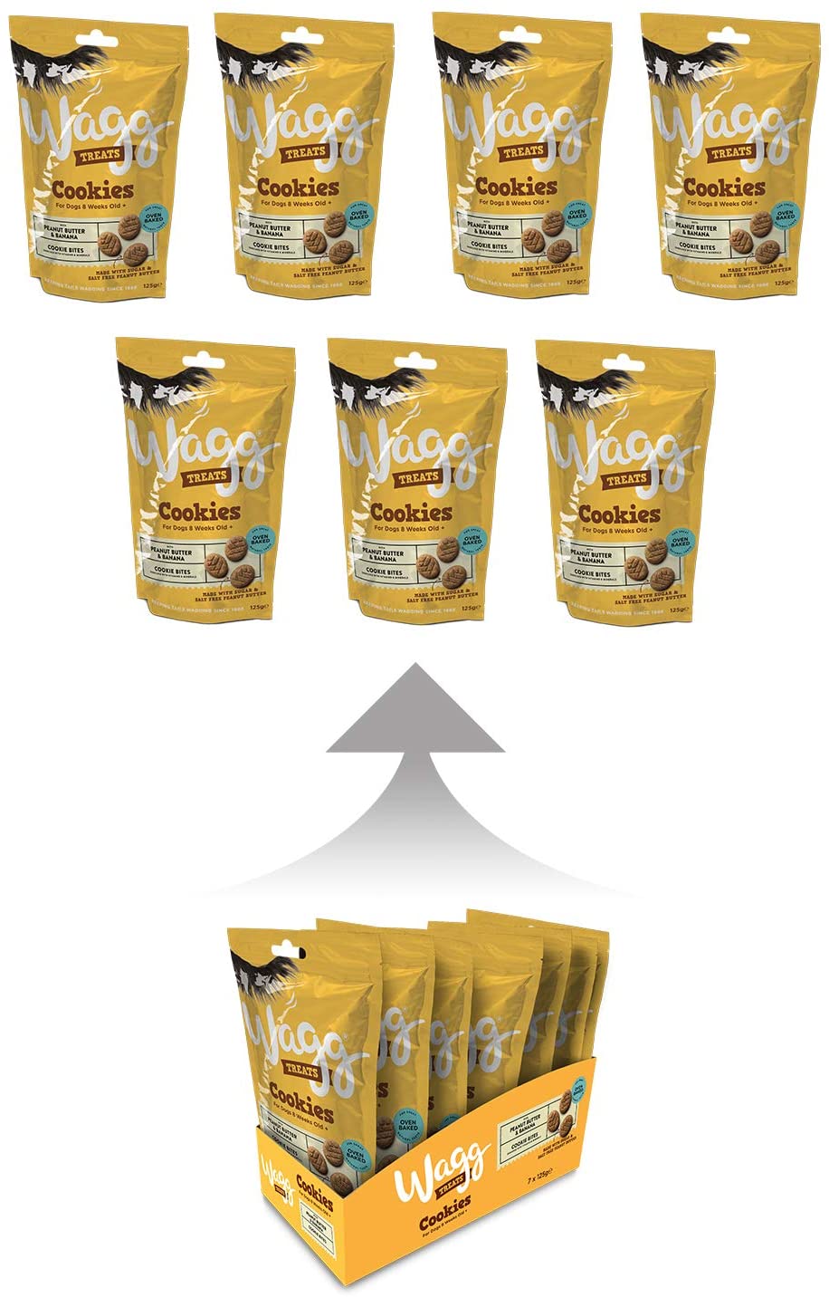 Wagg Cookie Bites Peanut Butter & Banana Dog Treats 125g (Pack of 7) - Oven Baked, Brown, 125 g (Pack of 1) - Image 2
