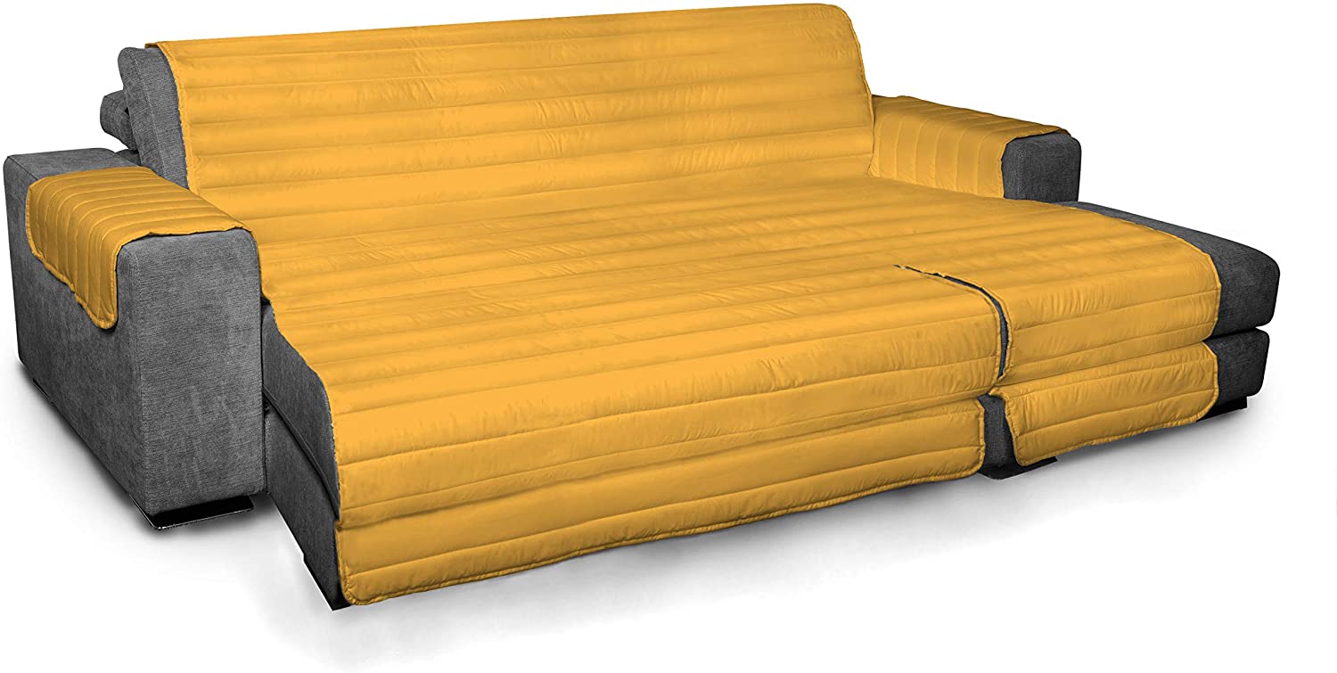 ELEGANT quilted sofa cover, yellow 290cm + chaiselongue, microfiber