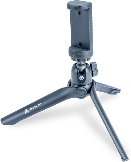 VANGUARD Vesta Mini Aluminum Tabletop Tripod with Smartphone Holder - Black