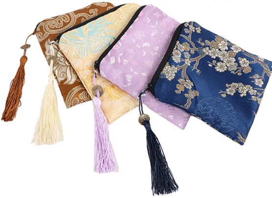 kilofly 12pc Silk Brocade Tasseled Coin Purse Zipper Jewelry Pouch Bag Value Set - Image 4