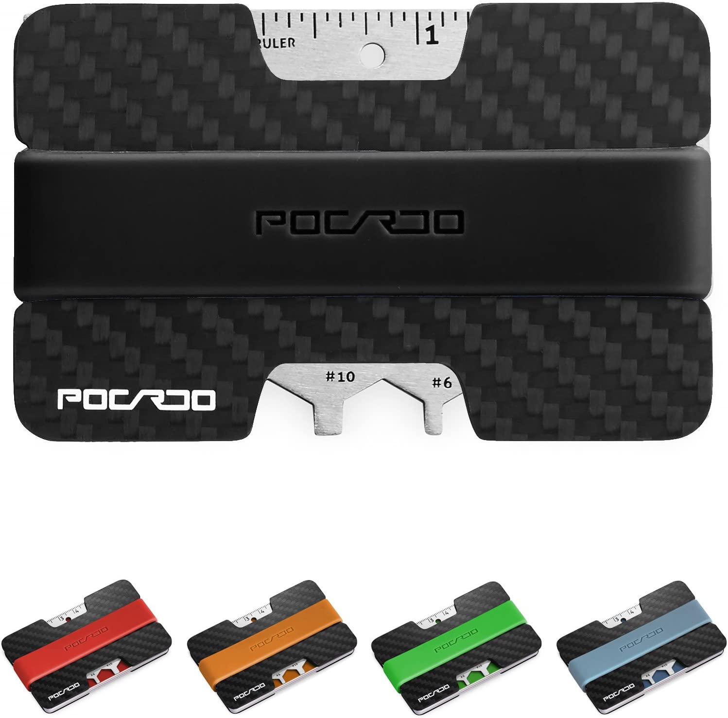POCARDO Credit Card Holder with Coin Compartment, Multitool & RFID Blocking Card, Black and Amber, 2.2 x 3.54 x 0.12 cm - Image 3