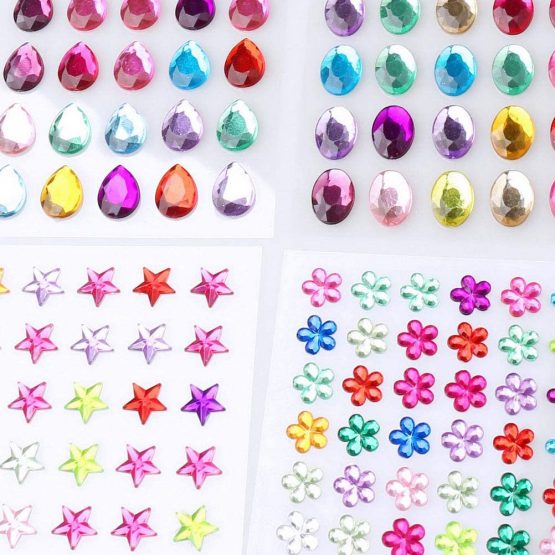 kuou 9 Sheets Self-Adhesive Rhinestone Stickers, Assorted Shaped ...