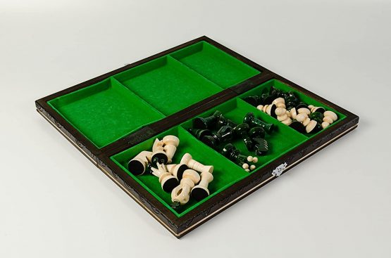 Great KINGDOM 35cm / 13.8in Handcrafted Wooden Chess Set with Draughts / Checkers / Drafts (Green) - Image 4