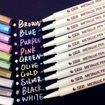 Metallic Marker Pens, APOGO Set of 10 Assorted Colours Painting Pens Art Marker for Card Making, scrapbook pens for black paper, DIY Photo Album, Plastic, Glass, Metal, Wood, Stone