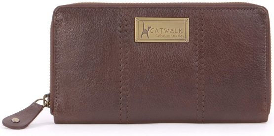 CATWALK COLLECTION HANDBAGS - Ladies Large Organiser Zip Purse with Gift Box - Real Leather with RFID Protection - Credit Card Wallet with Zip Coin Compartment - Gallery