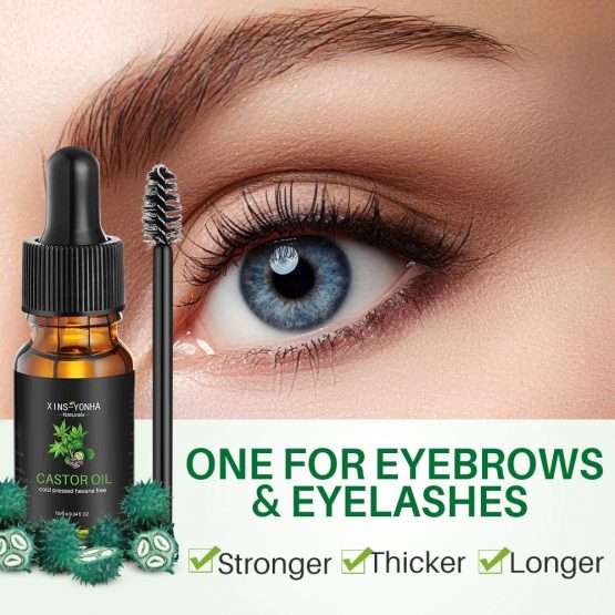 Castor Oil, Hair Growth Oil Pure Cold Pressed Castor Oil for Eyelashes Eyebrows Lash Nail, Hair Growth Serum Eyebrow Growth Serum Lash Oil with Eyelash Brush Skin Care Ricin Oil (1 PCS) - Image 4