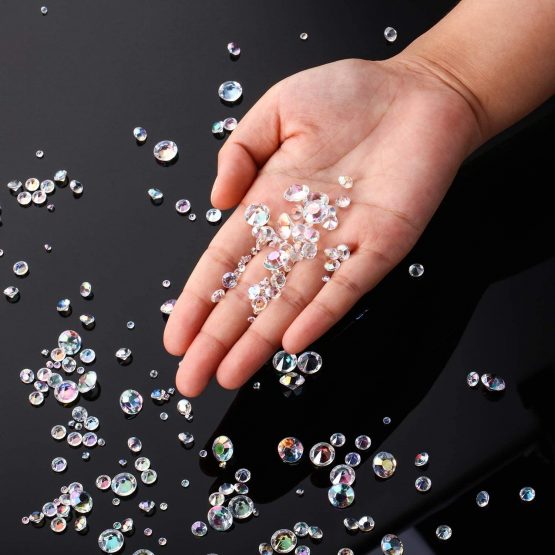 4000 Pieces Table Confetti 3 Sizes Wedding Crystals Acrylic Diamonds Rhinestones Vase Fillers for Birthday Baby Shower Party Tables (Crystal AB) - Image 3
