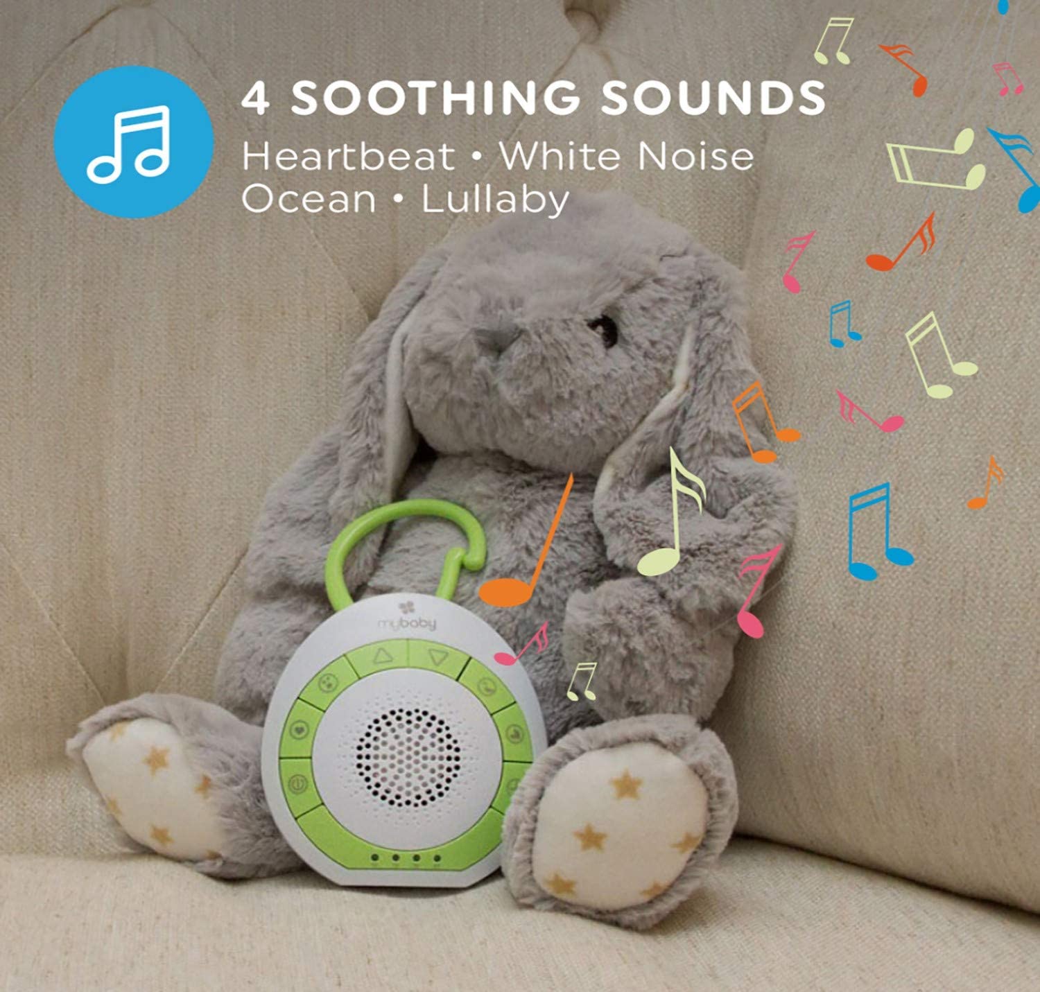 MyBaby SoundSpa On‐The‐Go Baby Soother Sleep Aid, 4 Soothing Sounds, Adjustable Volume Control and Clip for Prams Buggies - Image 3