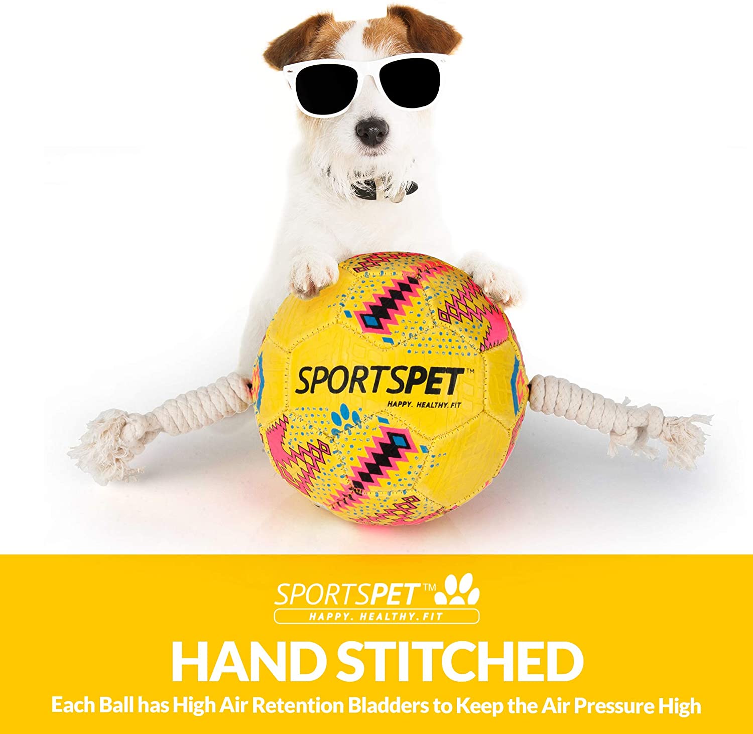 SPORTSPET Football Size 3, 200 g, Yellow, Size 3 - Med - Image 3