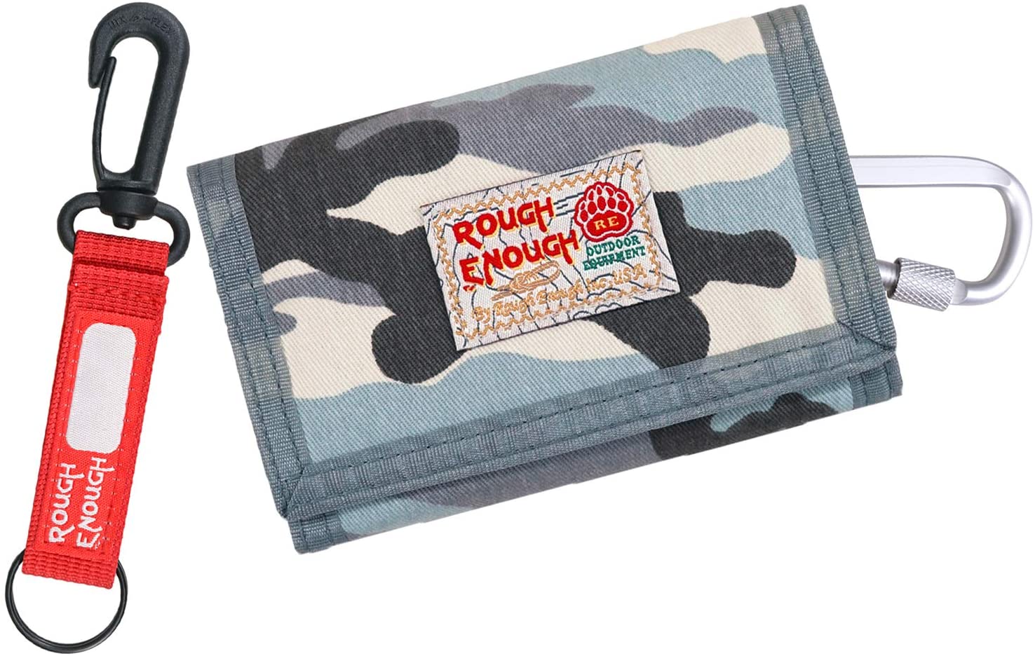 Rough Enough Mens Boys Kids Wallet for Teenage Boy Credit Card Wallet Coin Purse in Trifold Personalised Canvas Camo with Zip Coin Pocket