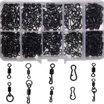 OROOTL Carp Fishing Accessories, 200pcs/Box Matte Black Fishing Clips Quick Change Clips Fishing Swivels Snap Carp Rigging Clips Fishing Terminal Tackle