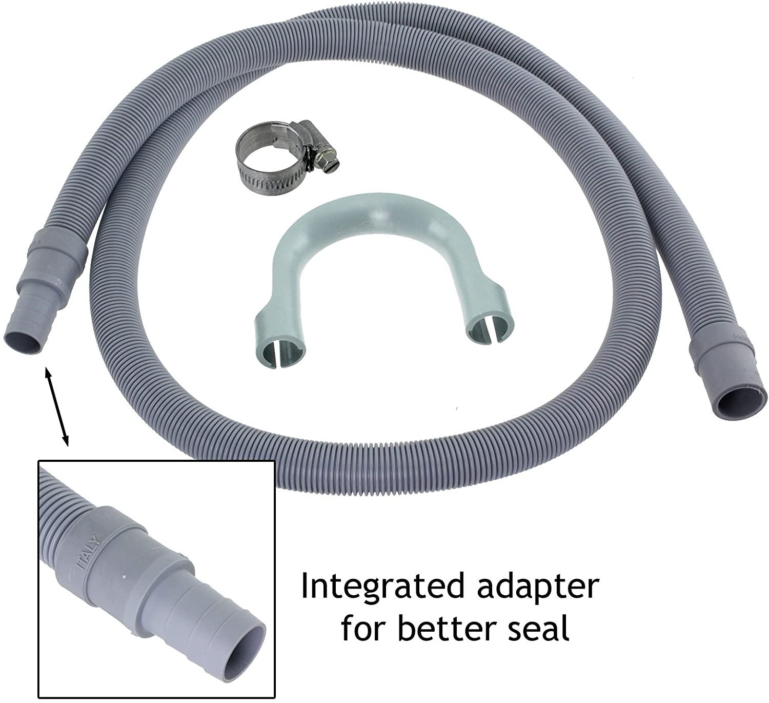SPARES2GO Extension Drain Hose Compatible with Bosch Dishwasher (1.5M, 19mm / 22mm), Grey